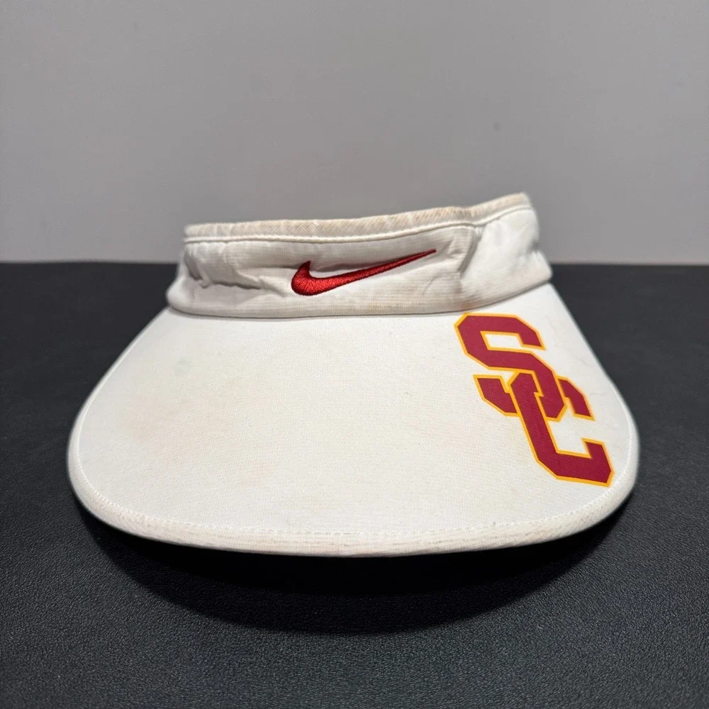 USC Trojans Nike Visor Hat Cap Adult White Adjustable Strap Back Sun UPF NCAA